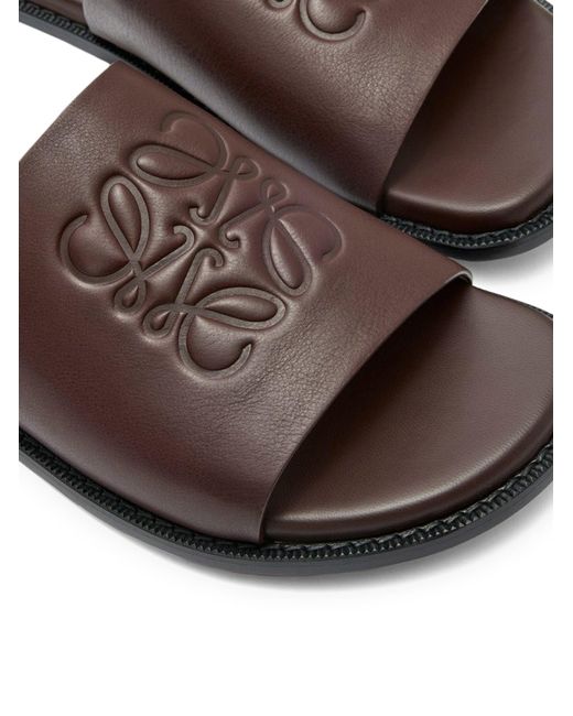 Loewe Brown Slide Anagram Flex In Soft Calfskin for men