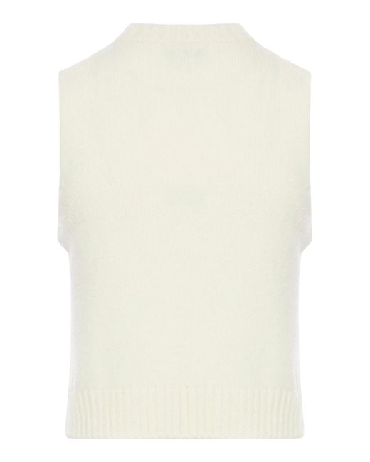Ganni White Graphic Wool Mix Vest