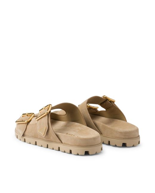 Prada Multicolor Suede Slider Sandals