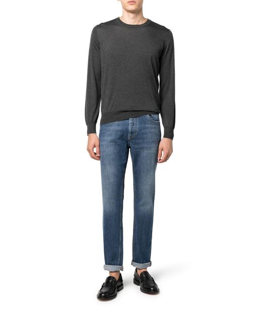 Brunello Cucinelli Blue Medium Wash Denim Jeans for men
