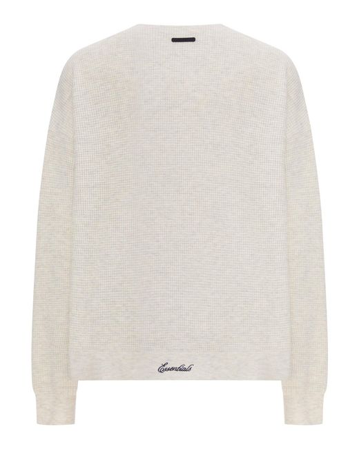 Fear Of God White Signature Waffle 90S Crewneck Sweater for men