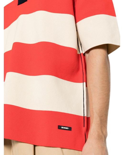 Sunnei Red Striped Polo Shirt for men