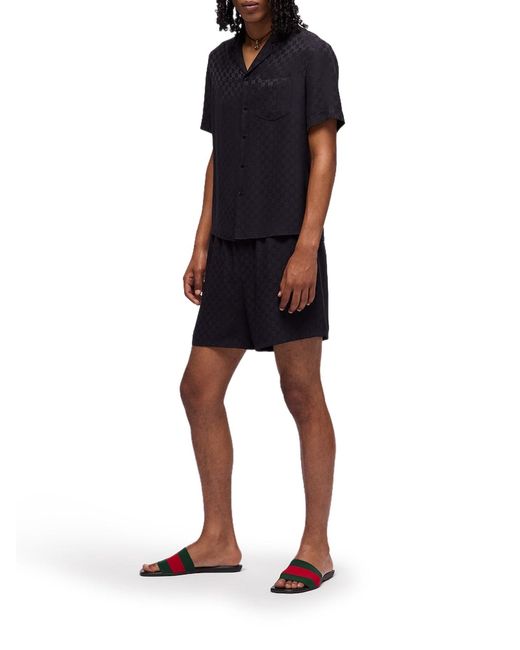 Shorts in seta jacquard gg di Gucci in Blue da Uomo