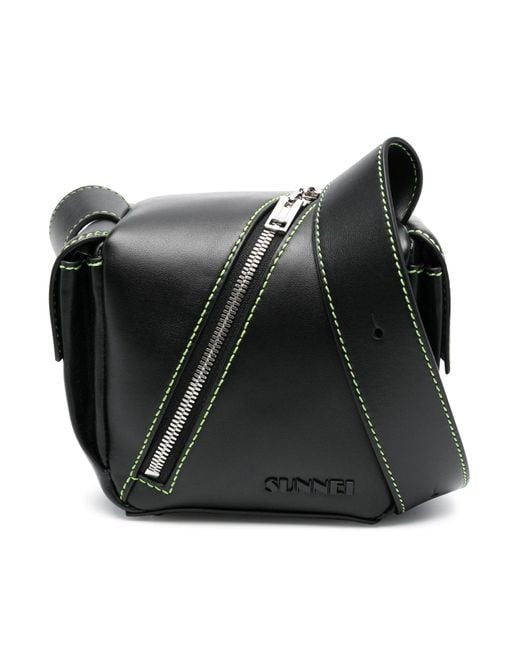Sunnei Black Lacubetto Leather Shoulder Bag