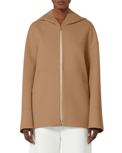 Max Mara Brown Hooded Zip-Front Jacket