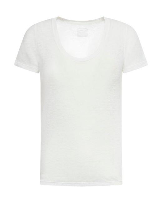 120% Lino White Short Sleeve Women Tshirt