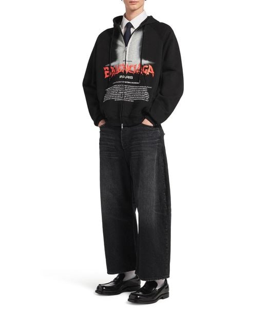 Balenciaga Blue The Door Oversized Zip Sweatshirt for men