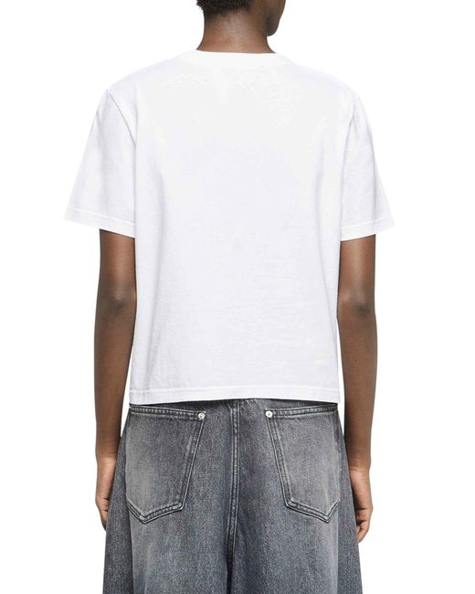 T-shirt corta a pannelli con ricamo anchor di J.W. Anderson in White