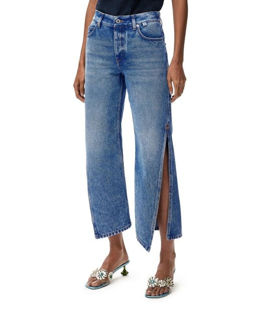 Loewe Blue Denim Trousers With Flared Leg And Side Slits