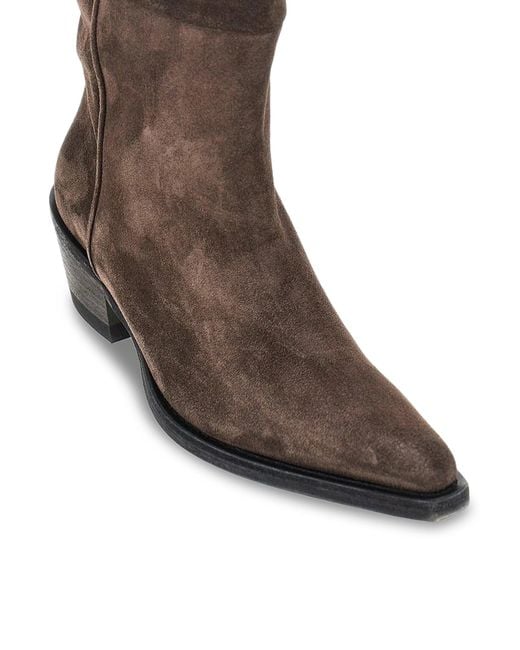 Khaite Brown Clive Western Suede Boots