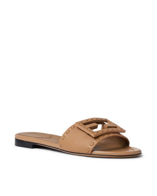 Fendi White Light Leather Baguette Slide