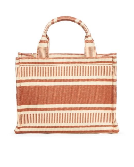 Céline Pink Cabas Thais Bag In Fabric With Striped Pattern