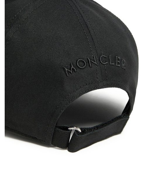 Moncler Black Cotton Gabardine Baseball Cap for men