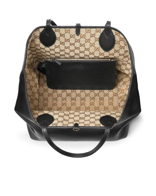 【関税&送料込】Gucci Black Leather Reversible Shopping Bag Gucci Reversible Shopping Bag in Black | Lyst