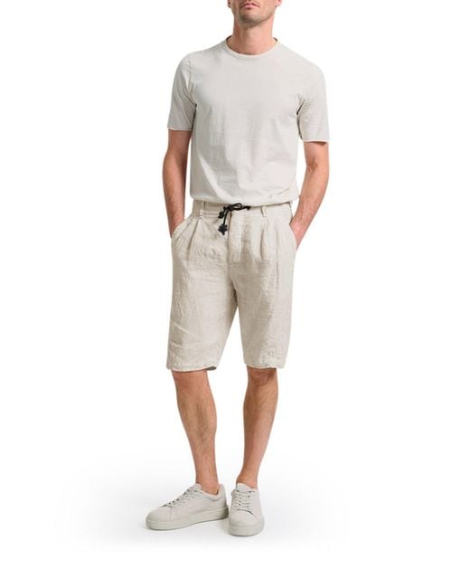 Transit White Linen Bermuda Shorts With Drawstring for men