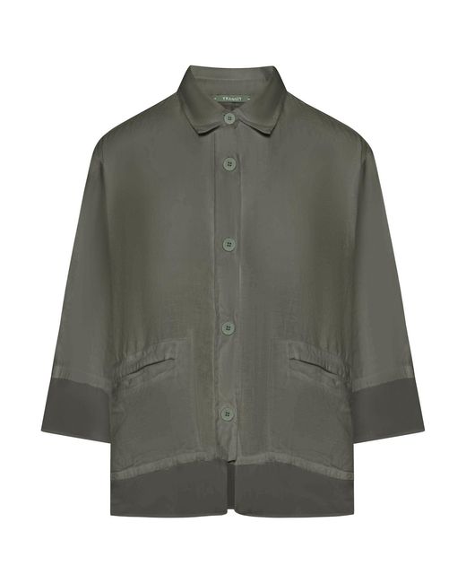 Transit Gray Linen Shirt With Viscose Inserts