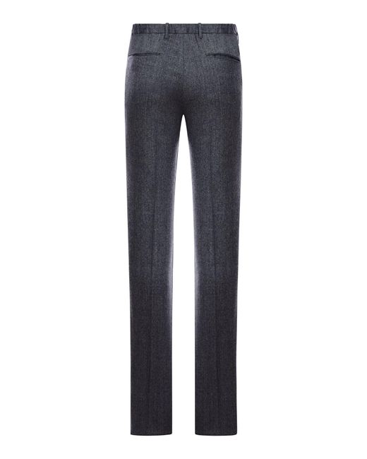 Incotex Blue Tailored Wool Trousers for men