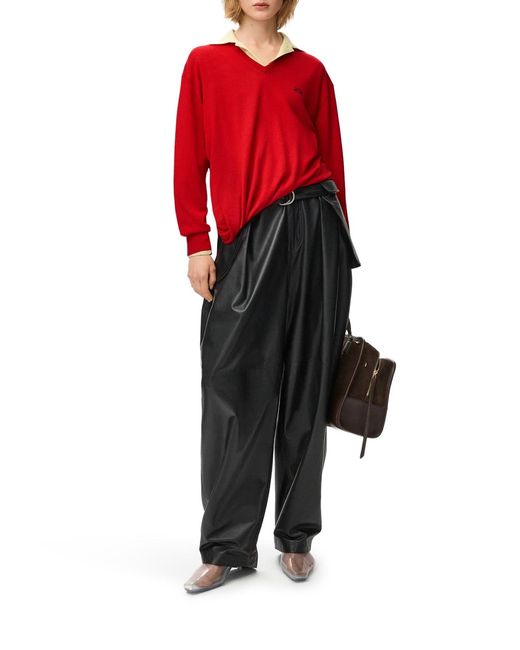 Loewe Red Draped Merino Wool Sweater
