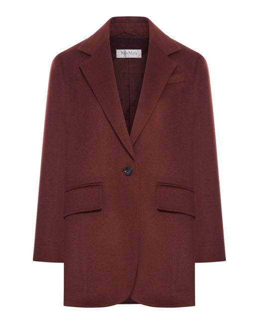 Max Mara Red Single-breasted Camel Blazer