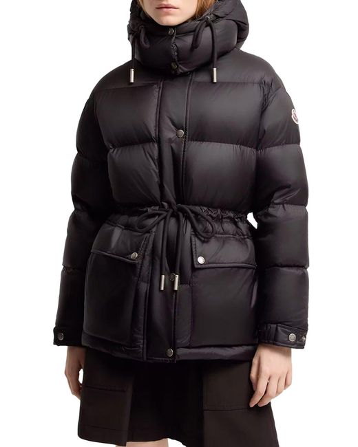 Piumino midi sesie con cappuccio di Moncler in Black