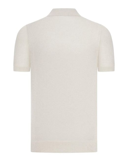 Nome G White Lightweight Perforated Knit Shirt for men