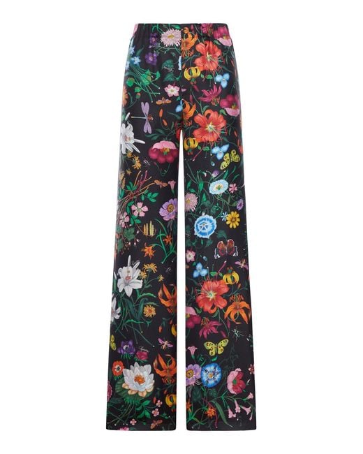 Gucci White Printed Silk Twill Trousers
