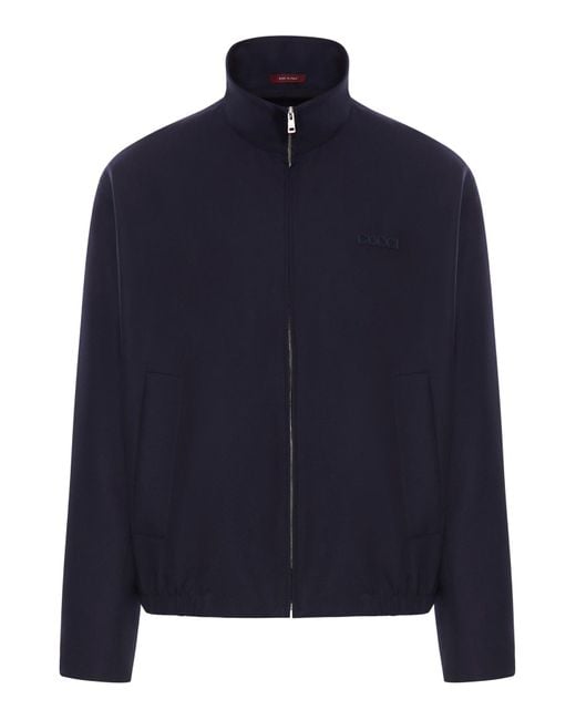 Gucci Blue Wool Twill Embroidered Jacket for men