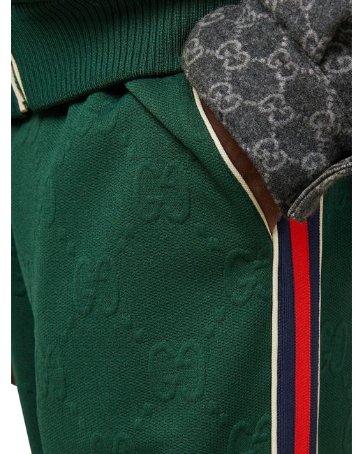 Gucci Green GG Jacquard Jersey Track Bottoms for men