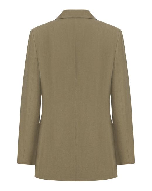 Giorgio Armani Green Single-Breasted Linen Blazer