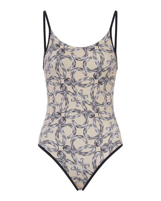 Loewe White X Paula's Ibiza Technical Jersey Swimsuit With All-Over Anagram Print
