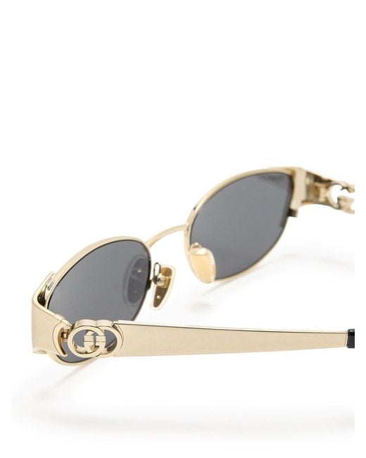 Gucci Metallic Tone Oval Sunglasses