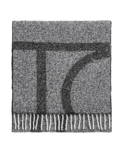 Totême Gray Jacquard Scarf With Monogram