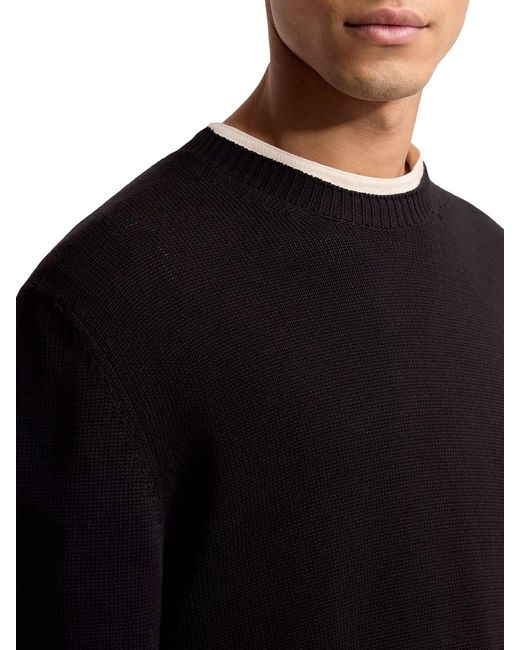 Moncler Blue Cotton Sweater With Logo Patch for men