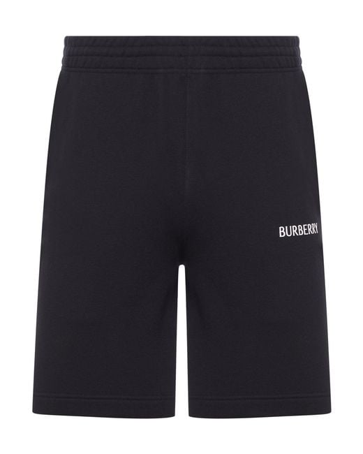 Burberry Blue Cotton Shorts With Logo for men