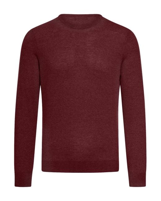 Nome Men's Red Crewneck Sweater In Virgin Wool