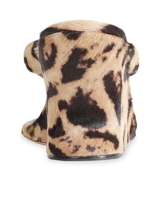Balenciaga Brown Gaeta Wedge Thong Sandal In Ocelot-print Calf Hair