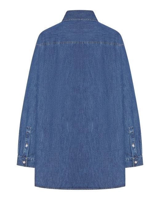 Valentino Garavani Blue Solid Chambray Denim Shirt