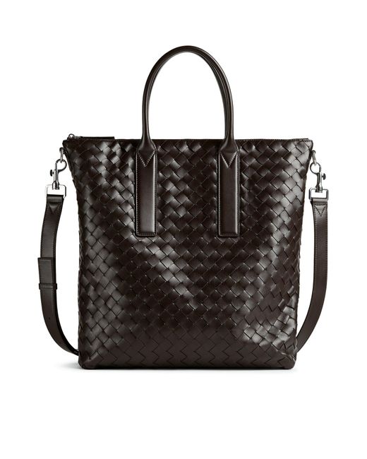 Borsa tote intrecciato north-south con zip di Bottega Veneta in Black da Uomo