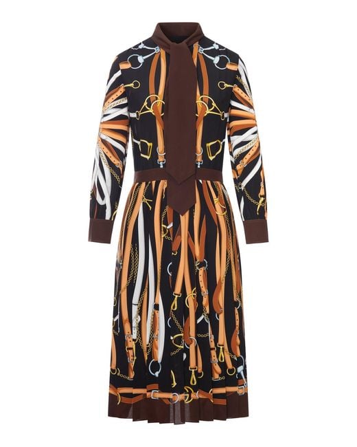 Gucci Black Printed Silk Chemisier Dress