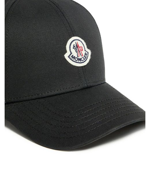 Moncler Black Cotton Gabardine Baseball Cap for men