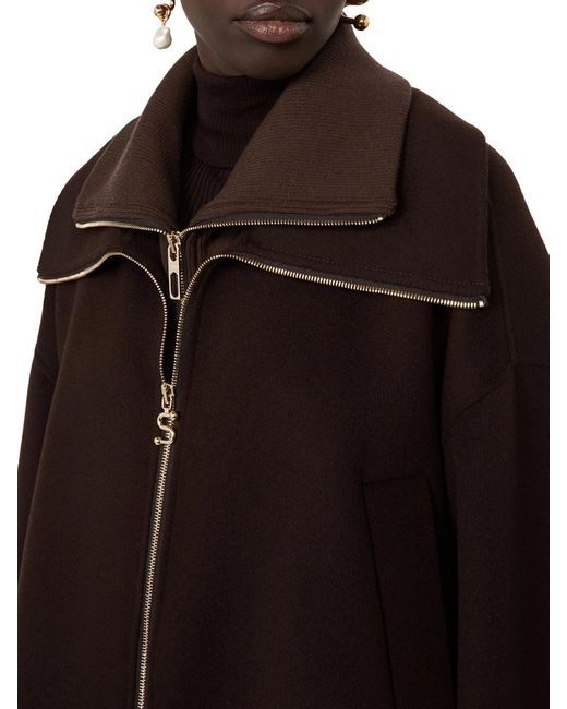 Bomber in pura lana con davantino rimovibile di Sportmax in Brown