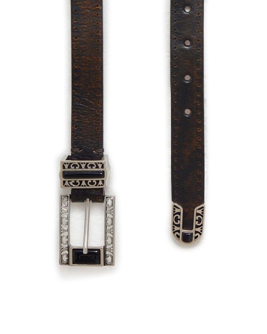 Golden Goose Deluxe Brand White Deluxe Brand Leather Belt With Decorated Buckle