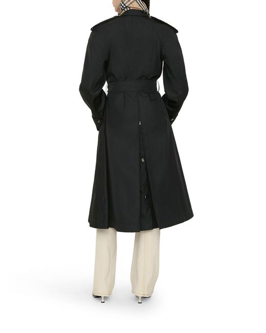 Burberry Black Long Nylon Car Coat With Hood