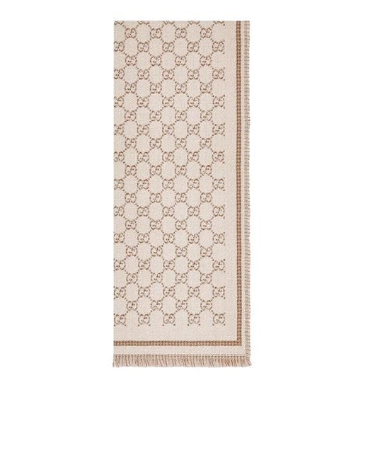Gucci Natural Double Side "gg" Wool Scarf