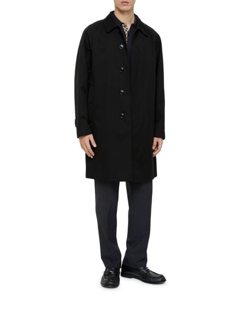 Burberry Black Heritage Camden Medium Car Coat for men