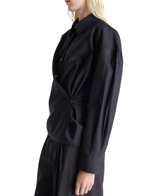 Lemaire Blue Twisted Cotton Shirt