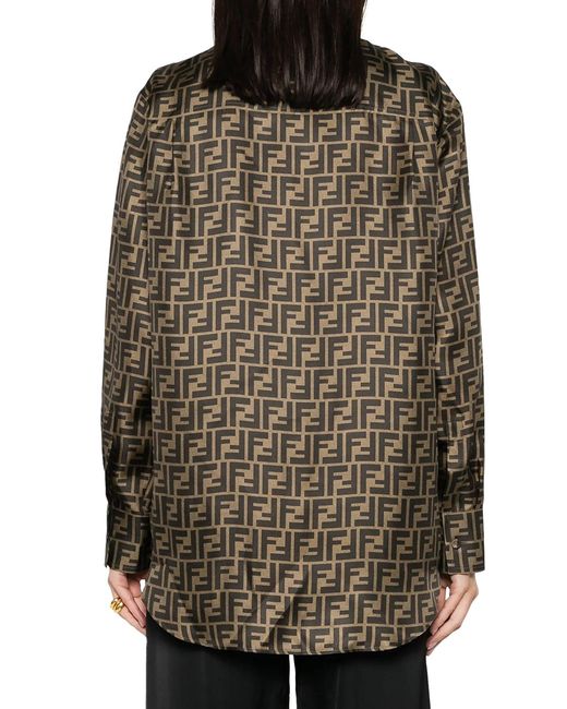 Fendi Brown Ff Silk Shirt