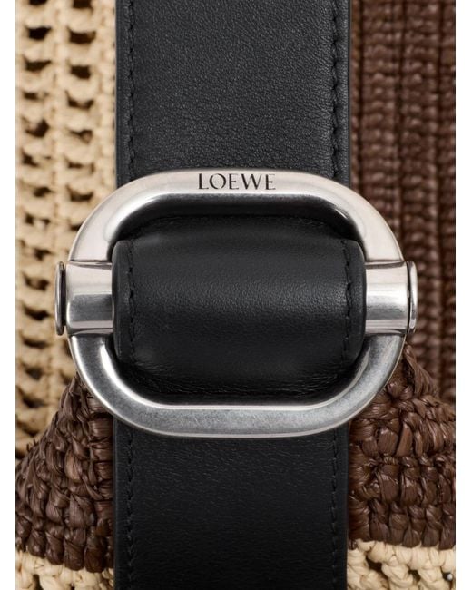 Loewe White Medium Raffia Loop Bucket for men