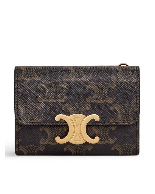 Céline Black Compact Canvas Wallet With Coin Purse