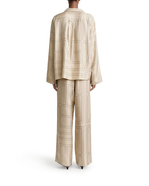 Totême  Natural Silk Trousers With Monogram